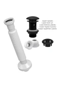 DESIPHON Mat Siyah Pop-Up Lavabo Gider Seti Porselen Başlık + Körüklü Boru + Taşma Yüzüğü + Adaptör Conta - 1