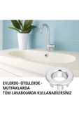 DESIPHON Parlak Krom Görünümlü Lavabo Taşma Yüzüğü Dayanıklı Metal Evye Taşma Halkası 2 Adet - 4