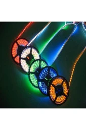 5050 Şerit Led 12V 1A 60 Led iç Mekan Silikonsuz Şerit Led 3 Çipli 10 Metre Yeşil Şerit Led - 3