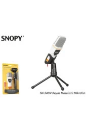 SNOPY SN-340M MİKROFON MASAÜSTÜ 3.5MM 2 METRE KABLO YOUTUBER MASAÜSTÜ MİKROFON BEYAZ - 1