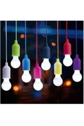 İPLİ ÇEK BIRAK PİLLİ LED AMPUL BEYAZ IŞIK E27 DUY İPLİ ÇEK YAK LAMBA YEŞİL PULL CORD LIGHT CH-6088 thumbnail 1