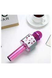 Karaoke Mikrofon Bluetooth Hoparlör Aux Usb Mikro Sd Kart Girişli Pembe Wster Ws-858 - 3