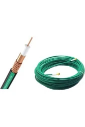 UYDU KABLOSU 3 METRE RG 6/U6 4K F KONNEKTÖRLÜ KOAKSİYEL BAKIR KABLO UYDU, TV KABLOSU YEŞİL - 1