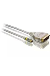 S VİDEO- SCART KABLO 24K ALTIN KAPLAMA KONNEKTÖR BAKIR ÖRGÜLÜ SCART KABLO PHILIPS SWV354310 - 2