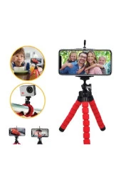 Ahtapot Tripod Kamera Cep Telefonu Tripodu Stand Tutucu Çubuğu ( Kırmızı ) - 2