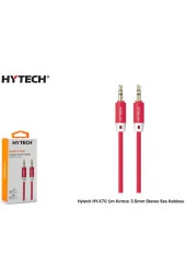 SES KABLOSU 1M 3.5MM AUX ALTIN KAPLAMA ERKEK ÇİFT KANAL STEREO SES KABLOSU HYTECH HY-X70 KIRMIZI thumbnail 1
