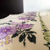 Kanaviçe İşlemeli Tek Kişilik Pike Takımı Mor 100 Pamuk 160 cm X 220 cm Mor - 2