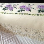 Kanaviçe İşlemeli Tek Kişilik Pike Takımı Mor 100 Pamuk 160 cm X 220 cm Mor - 3