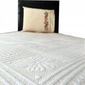 Kanaviçe İşlemeli Tek Kişilik Pike Takımı Bordo 100 Pamuk 160 cm X 220 cm Bordo - 3