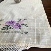 Kanaviçe Runner- Buzdolabı Örtüsü Mor  100 Pamuk Mor - 1