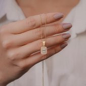 Baget Taşlı Altın Kaplama 925 Ayar Gümüş Kadın Kolye thumbnail 1