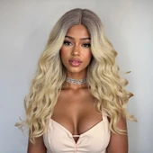 Kumral Dore Sarı Ombre ve Balköpüğü Röfleli Tül Peruk thumbnail 3