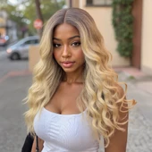 Kumral Dore Sarı Ombre ve Balköpüğü Röfleli Tül Peruk thumbnail 2