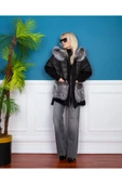 Siyah Kürklü Kaban Yarı Yün Yarı Puffer Alpaka thumbnail 5