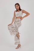 BEJ DESENLİ CROP TOP VE PANTALON TAKIM YAZLIK thumbnail 6