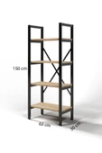 Ayşa Kitaplık ,çok Amaçlı Dosya Rafı,kitap,ofis,salon Metal Raf 150x60 Cm - Safir Meşe - 4