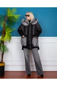 Siyah Kürklü Kaban Yarı Yün Yarı Puffer Alpaka thumbnail 8