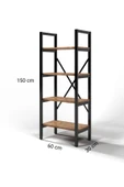 Ayşa Kitaplık ,Çok Amaçlı Dosya Rafı,Kitap,Ofis,Salon Metal Raf 150x60 Cm - Atlantik Çam - 4