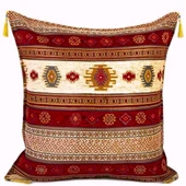 Kilim Desen (70cmx70cm) Şönil Kumaş Püsküllü Kare Ev Bahçe Minder Kılıfı NO11 - 1