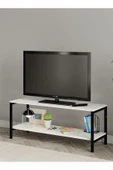 Oziba Tv ünitesi, Metal Ayaklı Televizyon Sehpası 120 cm - Beyaz - 2