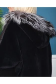 Siyah Kürklü Kaban Yarı Yün Yarı Puffer Alpaka thumbnail 4