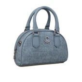 Benetton Mavi Mini Boy Monogram Eskitme Kadın El Çantası BNT1602 thumbnail 1