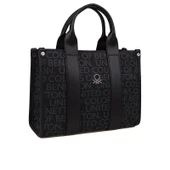 Benetton Siyah Monogram Eskitme Kadın El Çantası BNT 1596 thumbnail 1