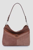 Jacquline Kahverengi Pan Hakiki Nubuk Deri Kadın Büzgülü Omuz Çantası thumbnail 3