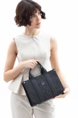 Benetton Siyah Monogram Eskitme Kadın El Çantası BNT 1596 thumbnail 2