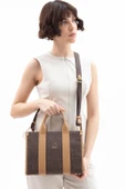 Benetton Kahverengi Monogram Eskitme Kadın El Çantası BNT 1596 thumbnail 3