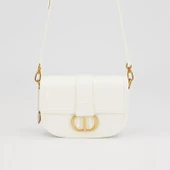 Levidor Beyaz Zımba Detaylı Premium Kadın Omuz Çantası thumbnail 1