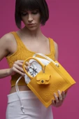 Benetton Sarı Melissa Kare Kadın El Çantası BNT 1450 - 2