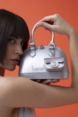 Benetton Gümüş Mini Boy Melissa Kadın El Çantası BNT 1449 thumbnail 3