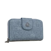 Benetton Mavi Monogram Eskitme Geniş Kadın Cüzdan BNT 1301 thumbnail 1
