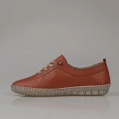Trend Adımlar Taba Lastik Bağcıklı Hakiki Deri Kadın Comfort Ayakkabı - 4