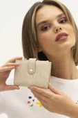 Benetton Bej Monogram Eskitme Kadın Kartlık Cüzdan BNT 1310 thumbnail 3