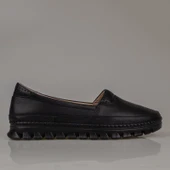 Trend Adımlar Siyah Hakiki Deri Kadın Comfort Babet - 2