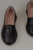 Trend Adımlar Siyah Hakiki Deri Kadın Comfort Babet - 4