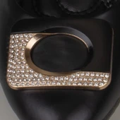 Trend Adımlar Siyah Taş Detaylı Klasik Kadın Babet thumbnail 4