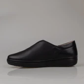 Trend Adımlar Siyah Hakiki Deri Kadın Lastikli Comfort Ayakkabı - 3