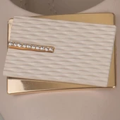 Trend Adımlar Krem Taş İşlemeli Kadın Klasik Babet thumbnail 4