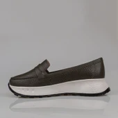 Trend Adımlar Yeşil Kadın Ortopedik Hakiki Deri Comfort Babet - 3