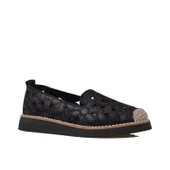 Trend Adımlar Siyah Hasır Burunlu Kadın Delikli Yazlık Babet thumbnail 1