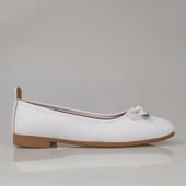 Trend Adımlar Beyaz Fiyonk Bağlama Düz Babet thumbnail 2