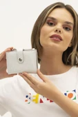 Benetton Beyaz Monogram Eskitme Kadın Kartlık Cüzdan BNT 1310 - 3