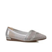 Trend Adımlar Gümüş Çizgi Taş İşlemeli Kadın Babet thumbnail 1