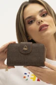 Benetton Kahverengi Monogram Eskitme Geniş Kadın Cüzdan BNT 1301 thumbnail 2