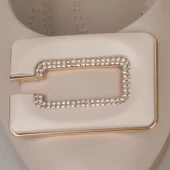 Trend Adımlar Krem Klasik Taş İşlemeli Kadın Babet thumbnail 4