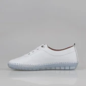 Trend Adımlar Beyaz Lastik Bağcıklı Hakiki Deri Kadın Comfort Ayakkabı - 3