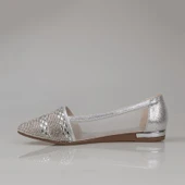 Trend Adımlar Gümüş Çizgi Taş İşlemeli Kadın Babet thumbnail 2